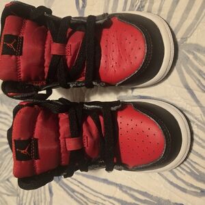 Red and Black High-Top Sneakers